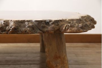和製ビンテージ　花梨(カリン材)　貴重な鳥眼杢の木肌が魅力的な座卓(ローテーブル、ダイニングテーブル、リビングテーブル、作業台、ヴィンテージ)(R-069676)