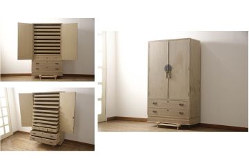 中古　伝統工芸士　小林雄蔵作　繊細な透かしの金具が上品な雰囲気を醸し出す加茂総桐箪笥(胴厚、総桐たんす、着物箪笥、引き出し、和タンス)(R-069678)