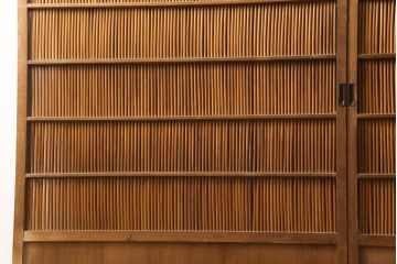 アンティーク建具　情緒あふれる空間づくりにおすすめの御簾戸2枚セット(引き戸、簾戸、簀戸、葭戸、夏障子、夏戸、葦戸)(R-069679)