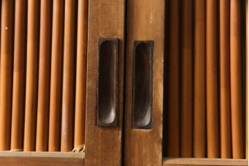 アンティーク建具　情緒あふれる空間づくりにおすすめの御簾戸2枚セット(引き戸、簾戸、簀戸、葭戸、夏障子、夏戸、葦戸)(R-069679)
