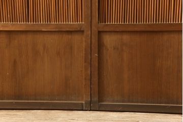 アンティーク建具　情緒あふれる空間づくりにおすすめの御簾戸2枚セット(引き戸、簾戸、簀戸、葭戸、夏障子、夏戸、葦戸)(R-069679)