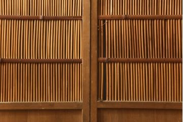 アンティーク建具　情緒あふれる空間づくりにおすすめの御簾戸2枚セット(引き戸、簾戸、簀戸、葭戸、夏障子、夏戸、葦戸)(R-069680)
