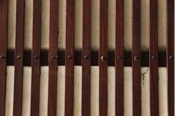 アンティーク建具　風情のある佇まいが魅力的な幅狭格子戸4枚セット(引き戸、ガラス帯戸)(R-069681)