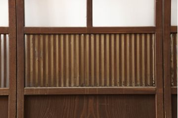 アンティーク建具　風情のある佇まいが魅力的な幅狭格子戸4枚セット(引き戸、ガラス帯戸)(R-069681)