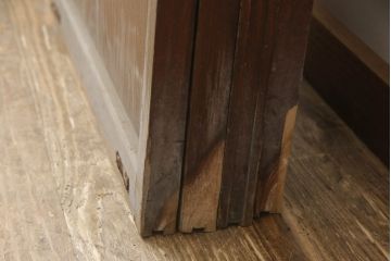 アンティーク建具　風情のある佇まいが魅力的な幅狭格子戸4枚セット(引き戸、ガラス帯戸)(R-069681)
