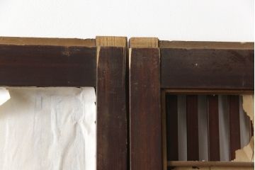 アンティーク建具　風情のある佇まいが魅力的な幅狭格子戸4枚セット(引き戸、ガラス帯戸)(R-069681)