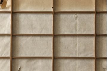 アンティーク建具　風情のある佇まいが魅力的な幅狭格子戸4枚セット(引き戸、ガラス帯戸)(R-069681)