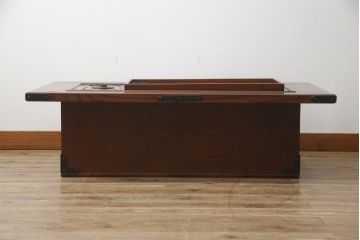 中古　岩谷堂箪笥　重厚感ある金具と佇まいが魅力の長火鉢(木製火鉢、ローテーブル、座卓)(R-069684)