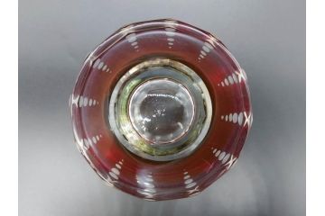 チェコ製　GLASSBOR(グラスバー)　鹿模様　ボヘミアガラス　ボヘミアングラス　花器(カットグラス、切子、フラワーベース、花瓶)(R-069698)