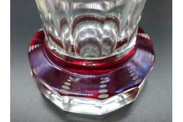 チェコ製　GLASSBOR(グラスバー)　鹿模様　ボヘミアガラス　ボヘミアングラス　花器(カットグラス、切子、フラワーベース、花瓶)(R-069698)