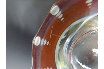 チェコ製　GLASSBOR(グラスバー)　鹿模様　ボヘミアガラス　ボヘミアングラス　花器(カットグラス、切子、フラワーベース、花瓶)(R-069698)