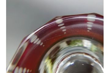 チェコ製　GLASSBOR(グラスバー)　鹿模様　ボヘミアガラス　ボヘミアングラス　花器(カットグラス、切子、フラワーベース、花瓶)(R-069698)