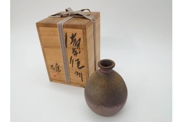 備前　人間国宝　藤原雄　徳利(共箱付き、とっくり、酒器、和食器)(R-069700)