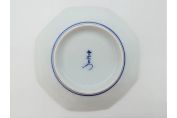 今泉今右衛門　綿牡丹絵　小皿5枚(八角皿、色鍋島、和食器、共箱付き)(R-069703)