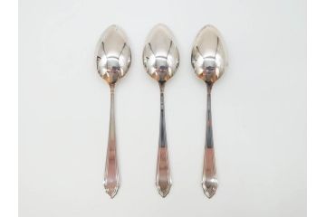 昭和レトロ　天賞堂　SILVER(シルバー)950　銀製　総重量約84g　上品な雰囲気溢れるスプーン3本・楊枝5本セット(箱付き、カトラリー)(R-069705)