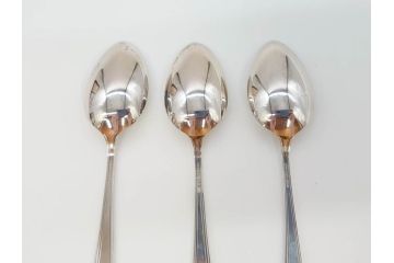 昭和レトロ　天賞堂　SILVER(シルバー)950　銀製　総重量約84g　上品な雰囲気溢れるスプーン3本・楊枝5本セット(箱付き、カトラリー)(R-069705)