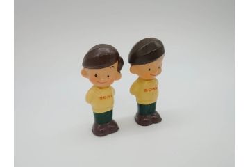 当時物　ソニー坊や　SONY　CORP　JARAN　キャラクター　フィギュア　10cm　可愛らしくて癒されるソフビ人形2体(置物)(R-069709)