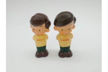 当時物　ソニー坊や　SONY　CORP　JARAN　キャラクター　フィギュア　10cm　可愛らしくて癒されるソフビ人形2体(置物)(R-069709)