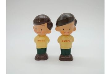 当時物　ソニー坊や　SONY　CORP　JARAN　キャラクター　フィギュア　10cm　可愛らしくて癒されるソフビ人形2体(置物)(R-069709)