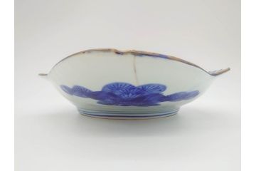明治期　珍品!　染綿　色絵　染付　42cm　鮮やかな色彩が素敵な鯛形大皿(おめでタイ、魚形、和食器)(R-069710)