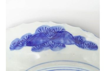 明治期　珍品!　染綿　色絵　染付　42cm　鮮やかな色彩が素敵な鯛形大皿(おめでタイ、魚形、和食器)(R-069710)