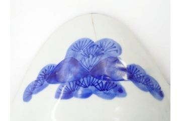 明治期　珍品!　染綿　色絵　染付　42cm　鮮やかな色彩が素敵な鯛形大皿(おめでタイ、魚形、和食器)(R-069710)