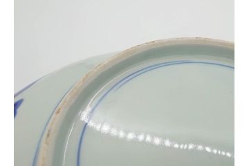 明治期　珍品!　染綿　色絵　染付　42cm　鮮やかな色彩が素敵な鯛形大皿(おめでタイ、魚形、和食器)(R-069710)