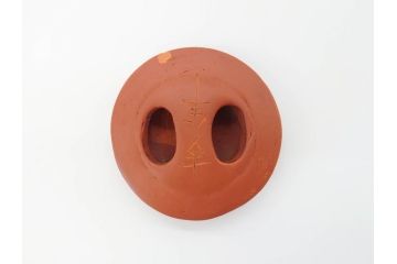 中国　朱泥　源典炳記　花鳥図　茶道具　繊細なデザインが彫られた急須(共箱付き、和食器、茶器)(R-069715)