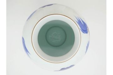 大正〜昭和初期　オールド香蘭社　染付　染錦　瑞雲麒麟文　大胆なデザインが目を惹く花入(花瓶、花器)(R-069717)