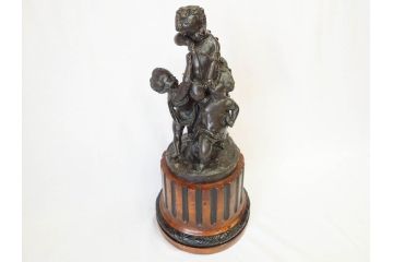 西洋アンティーク　精巧に作られた天使たちが美しいブロンズ像(キューピット、オブジェ、置物)(R-069718)