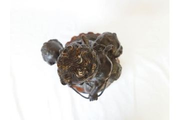 西洋アンティーク　精巧に作られた天使たちが美しいブロンズ像(キューピット、オブジェ、置物)(R-069718)
