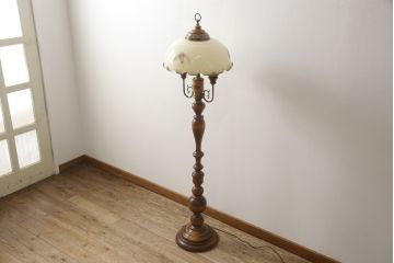 中古　絶版!　輸入品　希少　アメリカンコープ(AMERICAN COOP)　大きなガラスシェードのフロアスタンド(スタンドライト、スタンド照明)(R-069725)