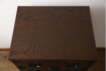 中古　美品　岩谷堂箪笥　あられ紋様の金具がモダンな雰囲気を醸し出す和箪笥(引き出し、収納箪笥、衣装タンス、整理たんす、チェスト)(R-069731)