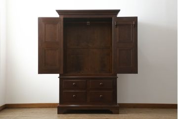 中古　松本民芸家具　丸い取っ手がアクセントのE型洋服タンス(衣装箪笥、整理タンス、収納たんす、ワードローブ、引き出し、チェスト)(R-069758)