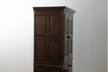 中古　松本民芸家具　丸い取っ手がアクセントのE型洋服タンス(衣装箪笥、整理タンス、収納たんす、ワードローブ、引き出し、チェスト)(R-069758)