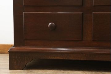 中古　松本民芸家具　丸い取っ手がアクセントのE型洋服タンス(衣装箪笥、整理タンス、収納たんす、ワードローブ、引き出し、チェスト)(R-069758)
