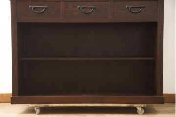 中古　美品　上質な和の空間を演出する二段重ね水屋箪笥(食器棚、茶箪笥、キャビネット、収納棚、戸棚、店舗什器)(R-069759)