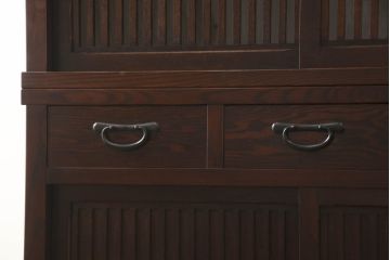 中古　美品　上質な和の空間を演出する二段重ね水屋箪笥(食器棚、茶箪笥、キャビネット、収納棚、戸棚、店舗什器)(R-069759)