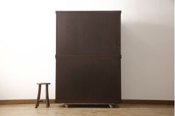 中古　美品　上質な和の空間を演出する二段重ね水屋箪笥(食器棚、茶箪笥、キャビネット、収納棚、戸棚、店舗什器)(R-069759)