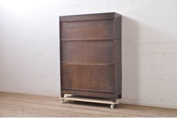 和製アンティーク　オーク材　落ち着いた色合いがクラシカルなお部屋に馴染みやすい脚付きスタッキングブックケース(本箱、収納棚、戸棚、キャビネット、飾り棚、陳列棚)(R-069791)
