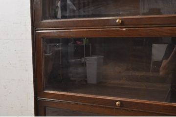 和製アンティーク　オーク材　落ち着いた色合いがクラシカルなお部屋に馴染みやすい脚付きスタッキングブックケース(本箱、収納棚、戸棚、キャビネット、飾り棚、陳列棚)(R-069791)