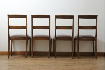 中古　スペイン製　バロッサバレンティ(VARO,S.A. VALENTI)　緩やかな曲線を描くデザインが美しいダイニングチェア4脚セット(椅子、イス)(定価4脚で約60万円)(R-069801)