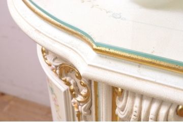 中古　イタリア高級家具　Mario Colciago&Figli(マリオ・コルチャゴ)　ロココ調　空間を華やかに彩るミラー付きサイドボード(ドレッシングチェスト、サイドチェスト、ドレッサー、キャビネット、鏡台、引き出し)(定価約200万円)(R-069804)