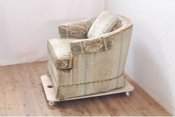 中古　美品　DREXEL HERITAGE(ドレクセルヘリテイジ)　肘カバー・クッション付き　ゆったりとした寛ぎの空間づくりに取り入れたい1人掛けソファ(一人掛けソファ、1Pソファ、アームソファ、アームチェア、椅子、イス)(R-069808)