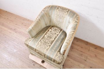 中古　美品　DREXEL HERITAGE(ドレクセルヘリテイジ)　肘カバー・クッション付き　ゆったりとした寛ぎの空間づくりに取り入れたい1人掛けソファ(一人掛けソファ、1Pソファ、アームソファ、アームチェア、椅子、イス)(R-069808)