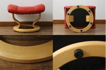 中古　EKORNES(エコーネス)　Reno　レノクラシック　Mサイズ　本革(レザー)　くつろぎの時間におすすめのオットマン付きストレスレスチェア(アームチェア、リクライニングチェア、椅子、一人掛けソファ、1Pソファ、北欧)(定価約47万円)(R-069809)