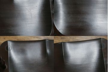中古　松本民芸家具　#44A型　シックな色合いとクラシカルな佇まいが魅力のウィンザーチェア4脚セット(ウインザーチェア、アームチェア、板座チェア、ダイニングチェア、椅子、イス)(定価4脚で約80万円)(R-069811)