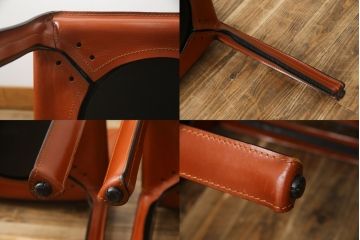 中古　Cassina(カッシーナ)　412　CAB(キャブ)　MARIO BELLINI(マリオベリーニ)　シンプルモダンな空間づくりに活躍するアームレスチェア2脚セット(ダイニングチェア、椅子、イス)(定価2脚で約47万5千円)(R-069823)