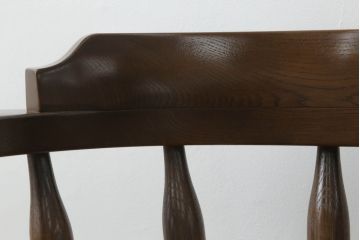中古　美品　伊勢丹百貨店取り扱い　ナラ材　民芸家具　在宅ワーク用にもオススメのキャスター付き回転チェア(アームチェア、板座チェア、キャプテンチェア、椅子、イス)(R-069824)