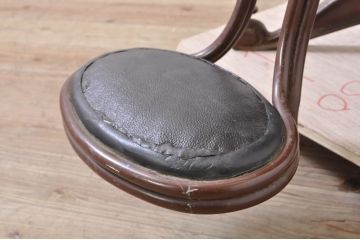 和製アンティーク　希少!!　昭和レトロな雰囲気漂う金属フレームのバーバーチェア(回転チェア、アームチェア、椅子、イス)(R-069830)